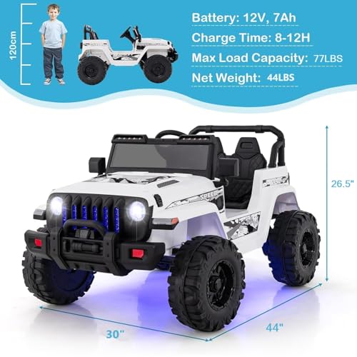 Kids Ride on Car Truck with 2.4G Remote Control (White)