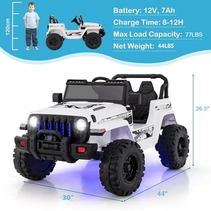 Kids Ride on Car Truck with 2.4G Remote Control (White)