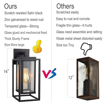 14" Double Cage Outdoor Wall Light (14-inch / Satin Black)