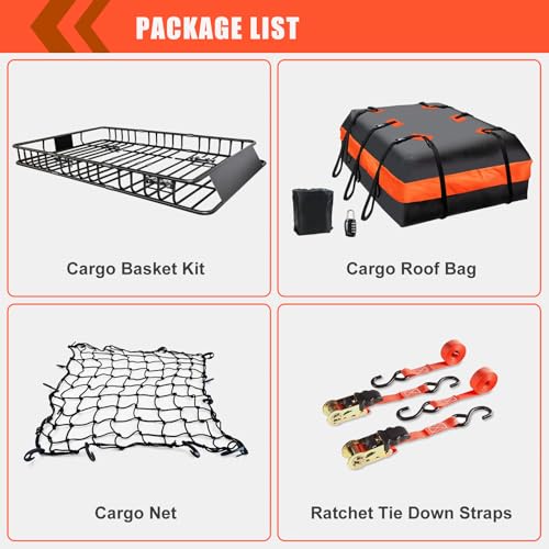Roof Rack Carrier Carrier Basket 65"*39"*6"+Waterproof Bag 20 Cubic Feet (65"*39"*5")