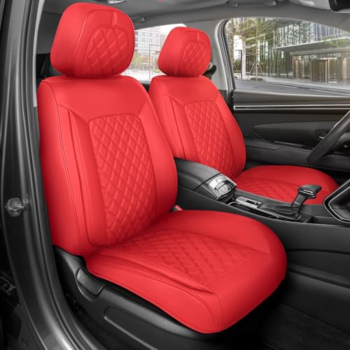 Curated Diamond IV Napa Leather Seat Covers for Cars & SUVs (Red (Diamond IV) / Front Seats)