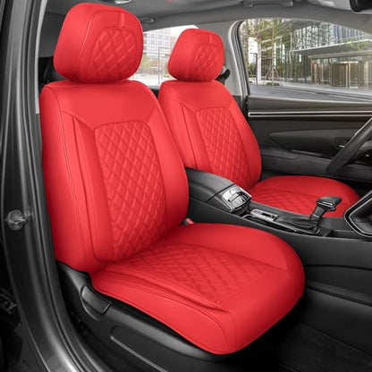 Curated Diamond IV Napa Leather Seat Covers for Cars & SUVs (Red (Diamond IV) / Front Seats)