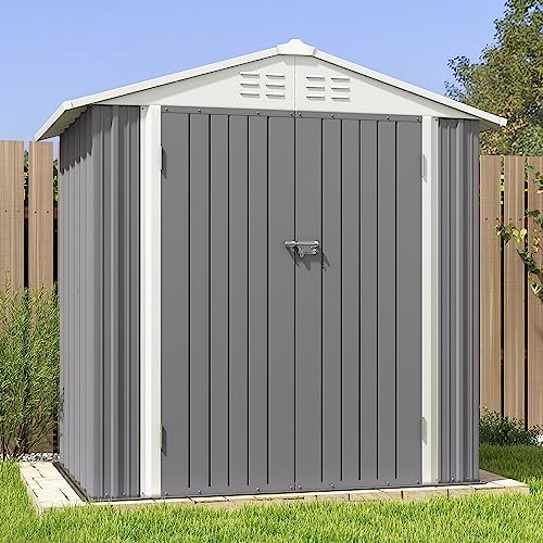 6x4 FT Outdoor Storage Shed (Gray / 6x4 FT)