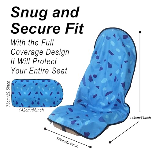Car Seat Cover Protector Front Seats (2Pcs Front Seat Towel / Blue Marbling)