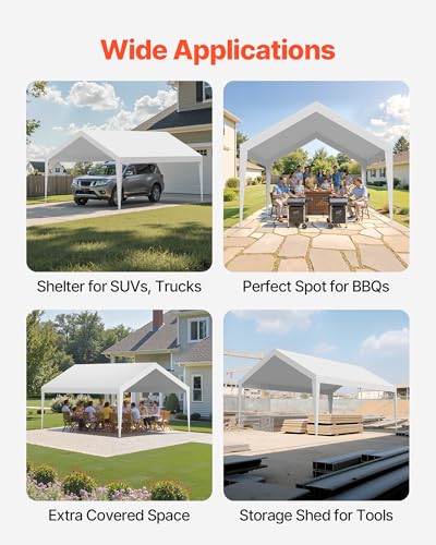 Carport Replacement Canopy Cover (White / 12x20ft)