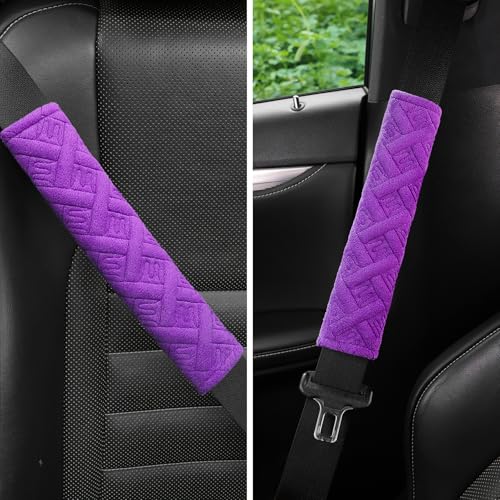 2 Pack Universal Car Seat Belt Pads Cover for A More Comfortable Driving (purple)