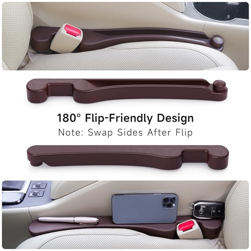 Car Seat Gap Filler Organizer 2Pack Soft Foam 3IN1 Multifunctional (Espresso brown / Narrow)
