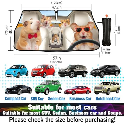 CHILLTEK Funny Animal Car Windshield Sun Shade (hamster-1)