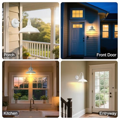 10 Inch Dome Outdoor Gooseneck Barn Light Fixture White Exterior Barn Wall Lantern (Glossy White / 10" Dome)
