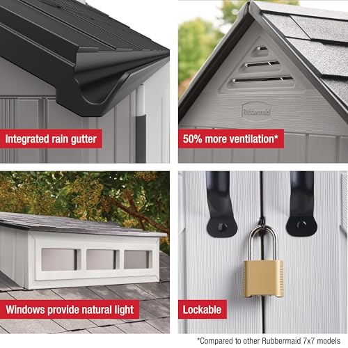 Resin Outdoor Storage Shed With Floor (7'x7' / Gray)
