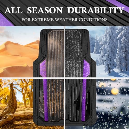 Heavy Duty Rubber Car Mats Metallic (BLack Purple)