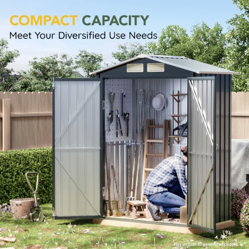 5x3FT Vertical Outdoor Steel Storage Shed (3X5FT / NightBlue)