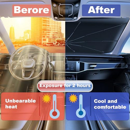 Windshield Sun Shade Umbrella for Car Front Window Sun Visor for Windshield Car Summer Accessories Protect Interior from UV Rays & Heat for Sedan (Sunset)