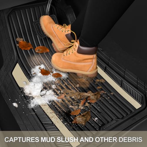 Heavy Duty Rubber Car Mats Metallic (Black and Golden)