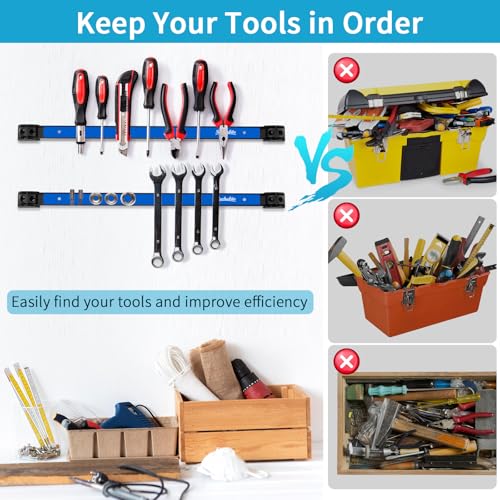 6 Pieces 12" Magnetic Tool Holder Strip (Blue 6PC / 12")