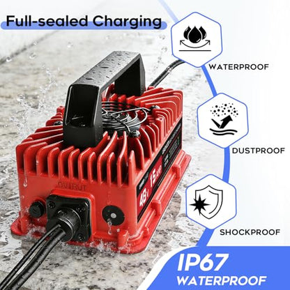 15 Amp 48 Volt Golf Cart Battery Charger for Yamaha G29 (Red)
