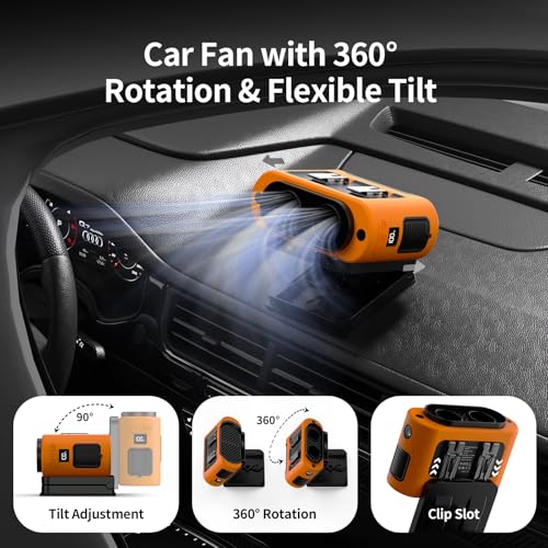 Socool Portable Car Fan (Orange)
