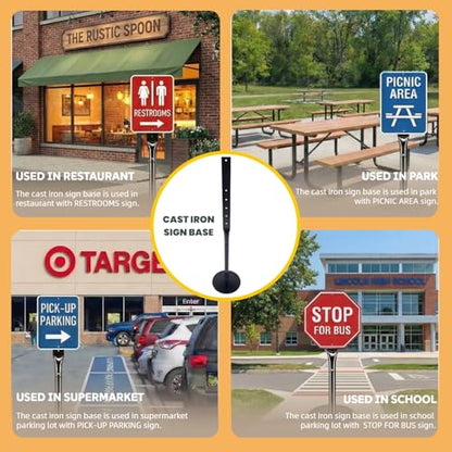 Heavy Duty Cast Iron Sign Post Base Kit (12")
