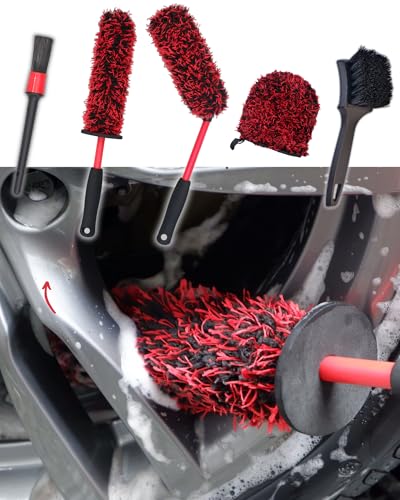 Microfiber Wheel Brush Kit (5-Pack / Red/Black)