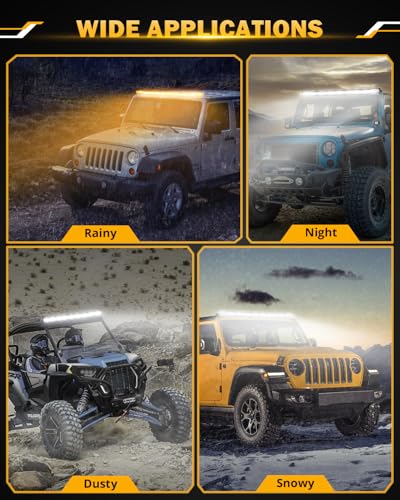 42 Inch LED Light Bar 240W Curved 6 Modes Amber White Strobe Lights (Amber White 42" Curved)