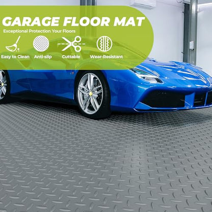 7'4"x 20' Garage Floor Mat (Diamond Plate Pvc Garage Mat / 7'4"x 20')
