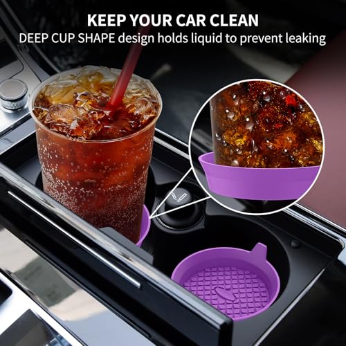Car Cup Holder Coasters [4 Pack] Silicone Cups Mats (4pack-deep Purple)
