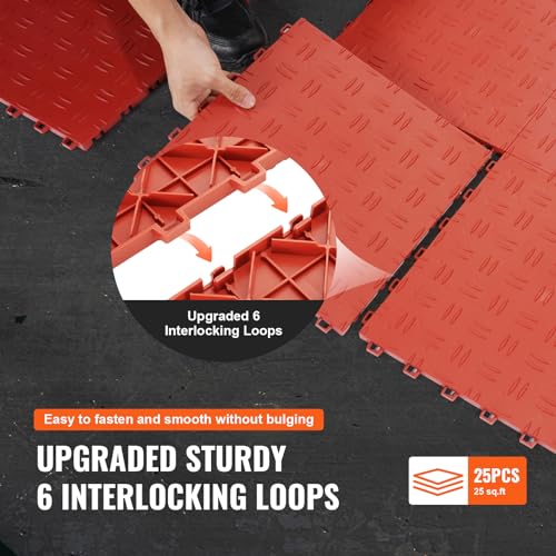 Garage Floor Tiles 12 x 12 x 0.53 inch (25 Pack Tile / Red)