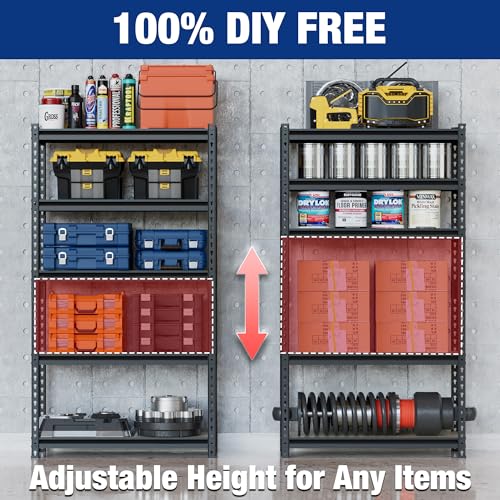 5 Tier Storage Shelf (Black / 27.6"W x 11.8"D x 60"H)