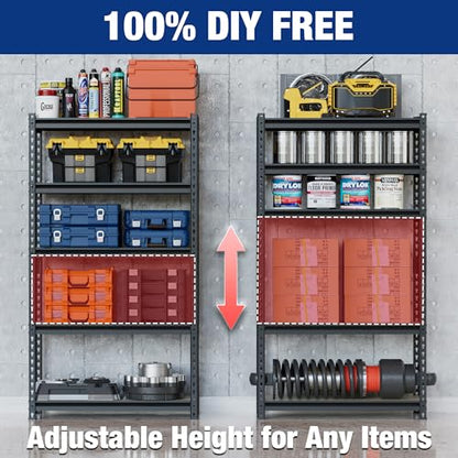 5 Tier Storage Shelf (Black / 27.6"W x 11.8"D x 60"H)