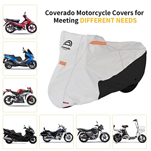 Motorcycle Cover Waterproof (Silver-Black / XL 93"x36"x49")