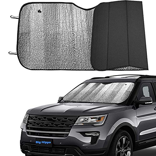 Front Car Sun Shade Windshield (Black / 55.16 x 27.5 inches)