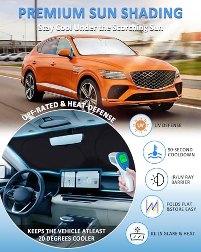 Windshield Sun Shade for Genesis GV80 2021 2022 2023 2024 2025 2026 (Fit Genesis GV80 21-26)