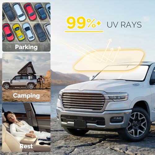 Ram 1500 Windshield Sun Shade for 2019 (For 2019-2026 Dodge RAM 1500)
