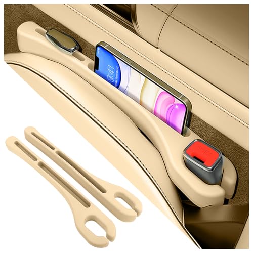 2026 Upgrade] 2PCS Car Seat Gap Filler with Phone Holder (Beige)