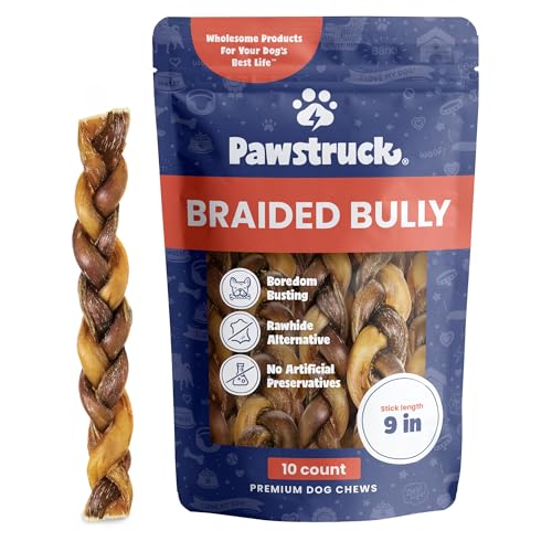Natural 9” Braided Bully Sticks for Dogs (9" / 10 Count (Pack of 1))