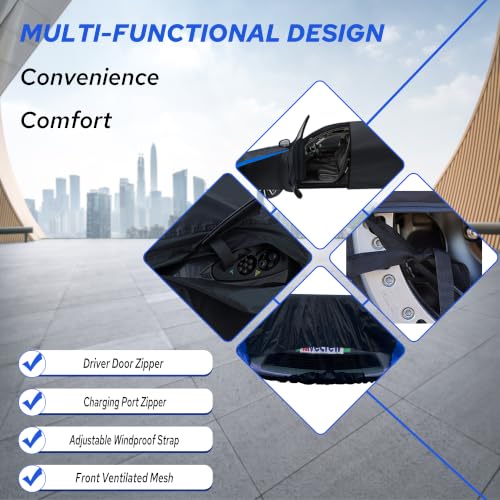 Car Cover Compatible with Tesla Model 3 (Black-Blue / Fit Tesla Model 3)