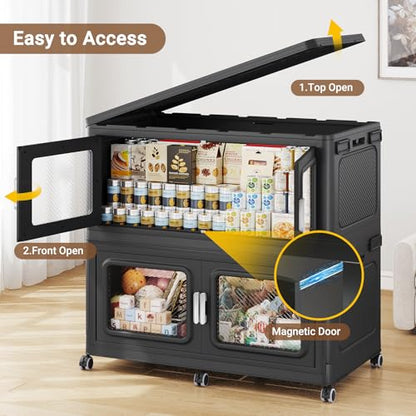 220 Qt Extra Large Stackable Storage Bin with Lid (Black / 220QT-1pack)