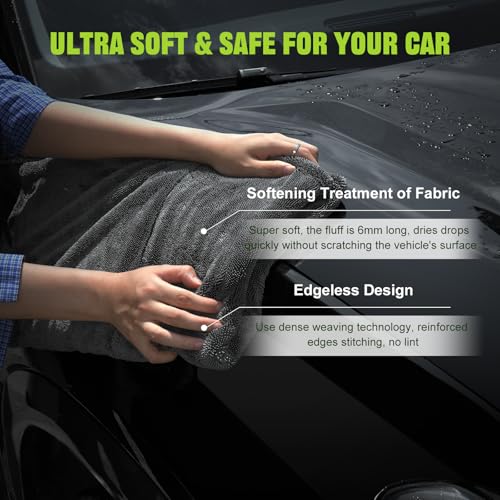 2 Pack 1300 GSM Car Drying Towels (Grey / 36" x 24")