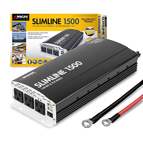 EL3722 1500W Slim Line AC to DC Power Inverter 1500W TrueRated Continuous 3000W Surge Power DC 12V to AC 110V Power Inverter with 2 AC Outlets and 2A USB Charging Port (1500W - 12V)