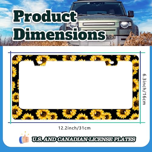 Sunflowers Flowers License Plate Frame Stainless Steel 6.3 X 12.2 Inch (Sunflowers)