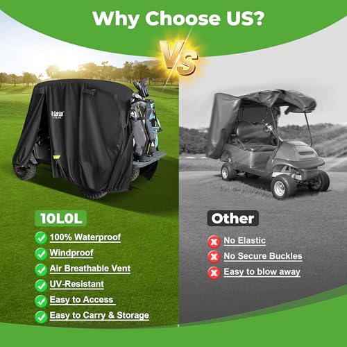 4 Passenger Golf Cart Cover for Yamaha EZGO Club Car (Black)
