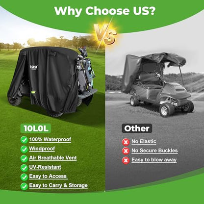4 Passenger Golf Cart Cover for Yamaha EZGO Club Car (Black)