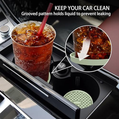 Car Cup Coasters [4 Pack] Silicone Car Coasters (4pack-desert Sage)