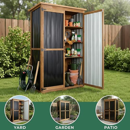 Outdoor Storage Shed with Adjustable Shelf (Brown / 46"x18.2"x68")