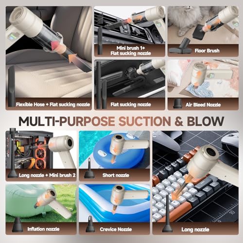 Car Vacuum Handheld Car Vacuum Cleaner Cordless with Brushless Motor (Beige)