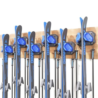 Ski & Snowboard Wall Rack for Garage Wall Fits Any Ski (Glacier Blue / 6 Pack)