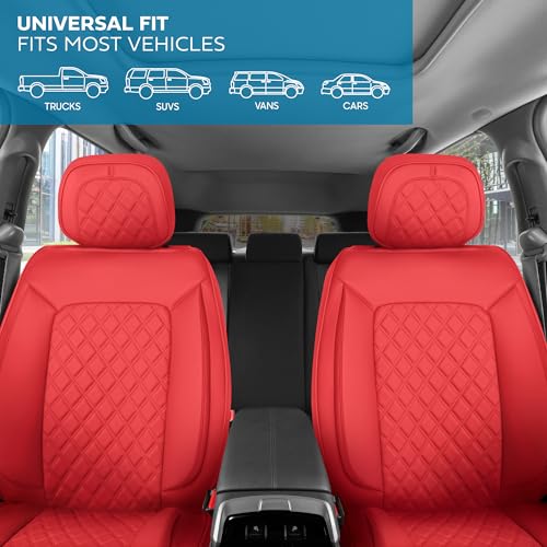 Curated Diamond IV Napa Leather Seat Covers for Cars & SUVs (Red (Diamond IV) / Front Seats)