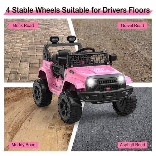 12V Kids Electric Ride On Truck Car w (Pink)