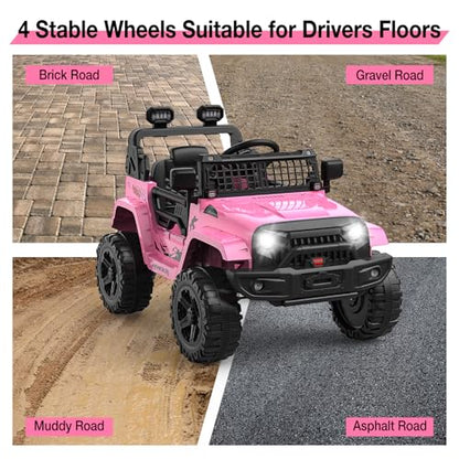 12V Kids Electric Ride On Truck Car w (Pink)