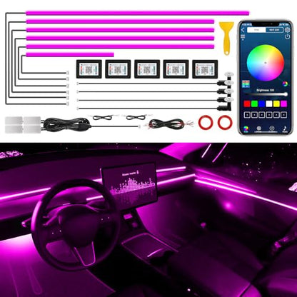 Acrylic Interior Car LED Strip Light with Wireless APP (RGB Color 14 in 1)
